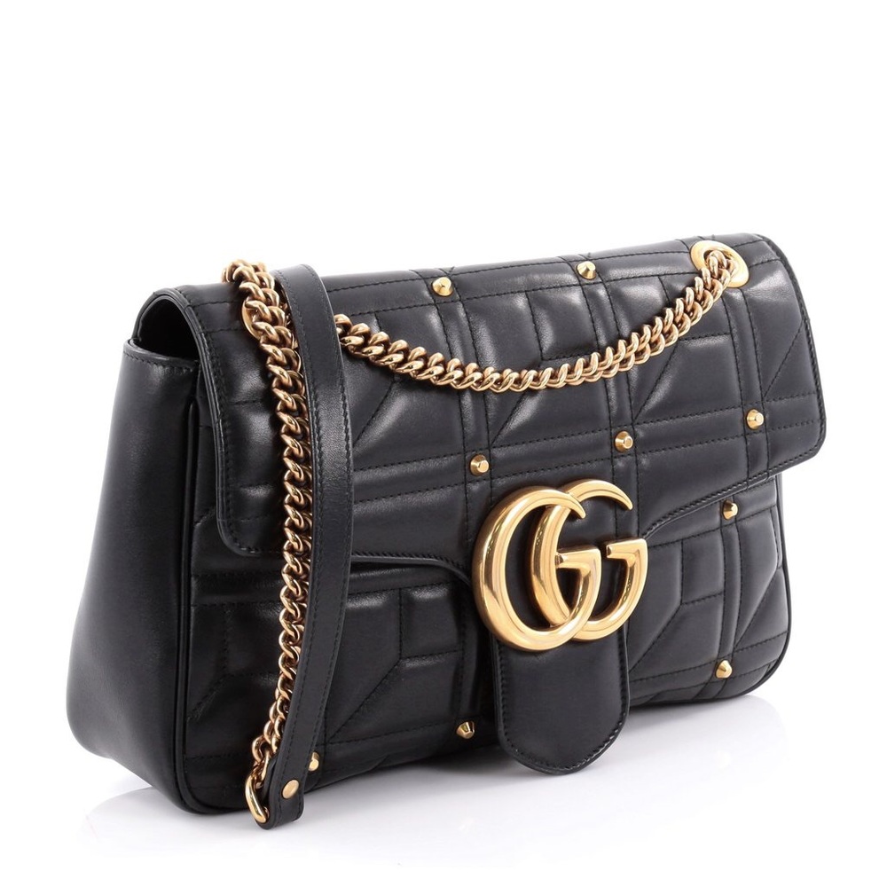 GG Marmont Medium Matelassé Shoulder Bag (Studded)